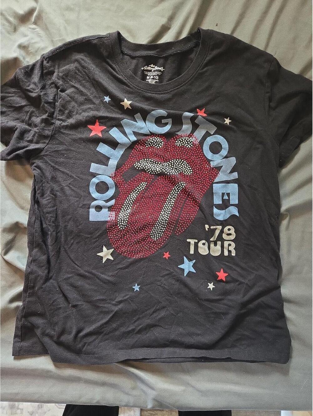 The Rolling Stones '78 Tour Graphic T-Shirt - Rhinestone Tongue Logo Size M